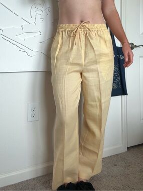 Vintage Yellow Linen Drawstring Pants